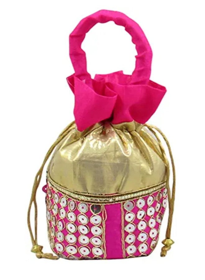 Ankit Traders Tildi Royal Potli Batwa Bag Bridal Purse Women handbag Shagun Pouch Return Gifts Beads Handle (Pack of 12) - Image 2