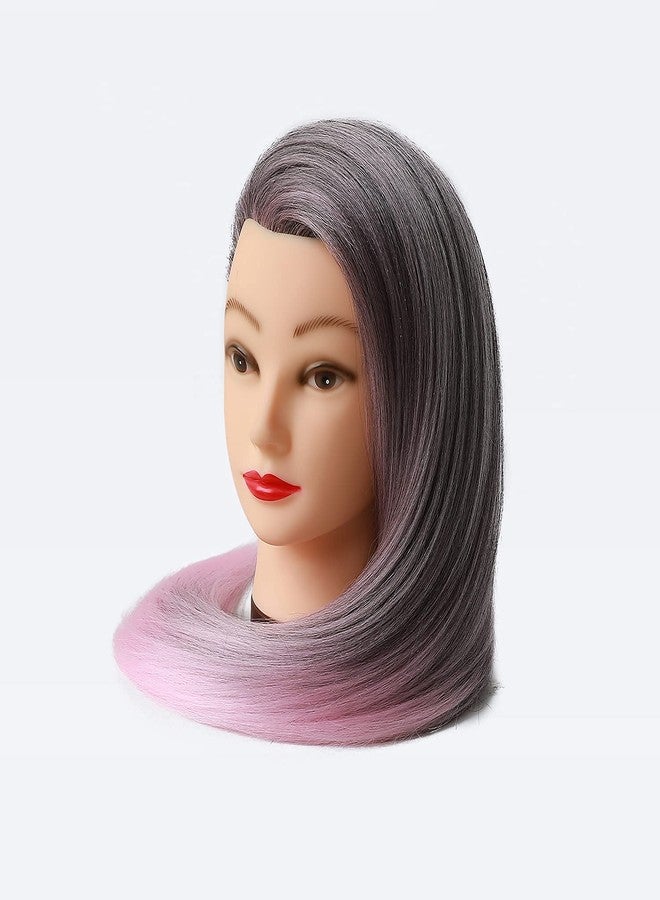 DANSEE Mannequin Head 28" Long Synthetic Fiber Hair Styling Training Head Manikin Cosmetology Doll Head Hair with DIY Braiding Set+ Free Table Clamp (Light pink) - Image 3