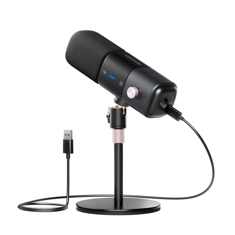NearStream AM25X Gen2 XLR/USB Condenser Microphone with Noise Canceling/Volume Control/Headphone Jack/Mute, Podcast Microphone for PC/Audio Mixer, Desktop Mic for Stream/Podcast/Gaming/Music Record - Image 1