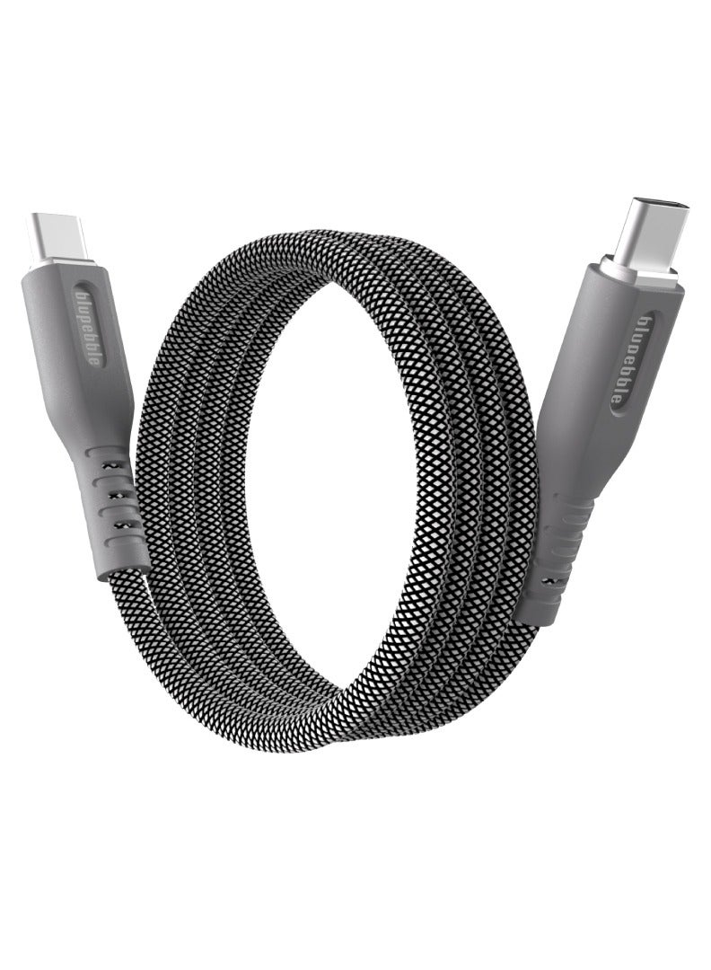blupebble PowerFlow 60W PD Magnetic USB-C to USB-C Cable 1M | Fast Charging & Data Transfer Type-C Cable for MacBook, iPhone 16, iPad Pro, Samsung & Android | Strong Magnetic Tip, Braided, Durable - Image 1