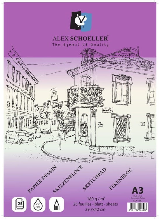 Alex Schoeller Spiral Sketch Drawing Notebook 180 gr A3 25 Sheets 