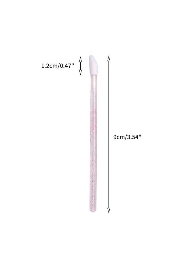 g2plus 100Pcs Glitter Crystal Lip Brush Disposable Lip Brushes Lip Gloss Applicators Lipstick Gloss Wands Applicator Perfect Makeup Tool Kits (Pink)  - Image 3