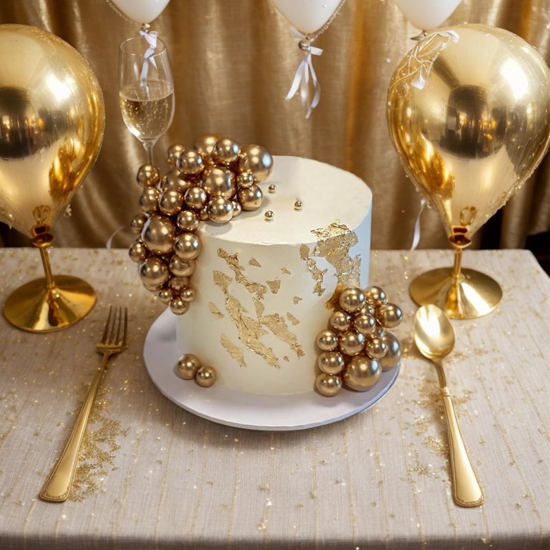 RASSLISA 56 PCS Ball Cake تختار الذهب 4 أحجام لـ DIY الخبز تزيين القبعات العليا وعيد ميلاد الزفاف - Image 3