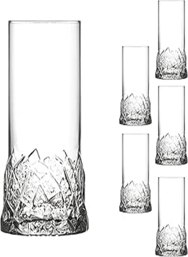 LAV Gürallar NORD Glass / 410 cc - 13.75 Oz / 6 Pcs/Elegant design, Trusted Brand, Attractive shape of Sparkling Drink, Soft Drink, Smoothies, Juices, Cocktails