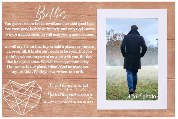 MEMORIAL BROTHER PICTURE FRAME GIFTLOVED BEYOND WORDSMISSED BEYOND MEASURESYMPATHY GIFT FOR THE LOSS OF BROTHERBROTHER REMEMBRANCEIN LOVING MEMORYCONDOLENCE GIFTBEREAVEMENT GIFTSPHOTO FRAME