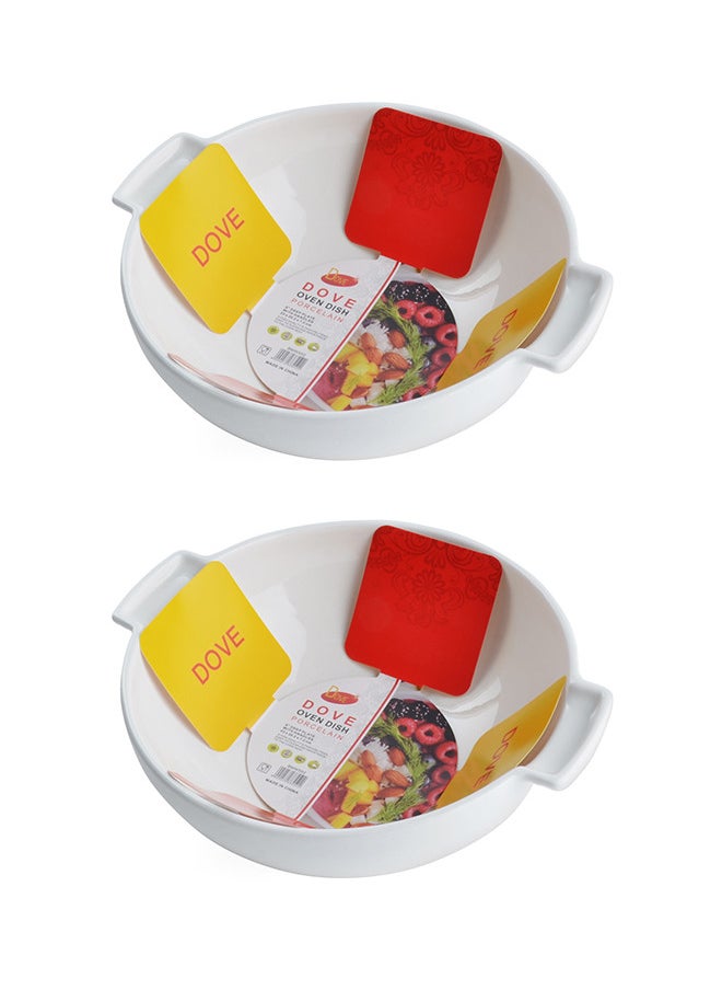 Dove 2-Piece Deep Porcelain Baking Dish With Handles 9 Inch 23x20.2x7.2CM White  - Image 1