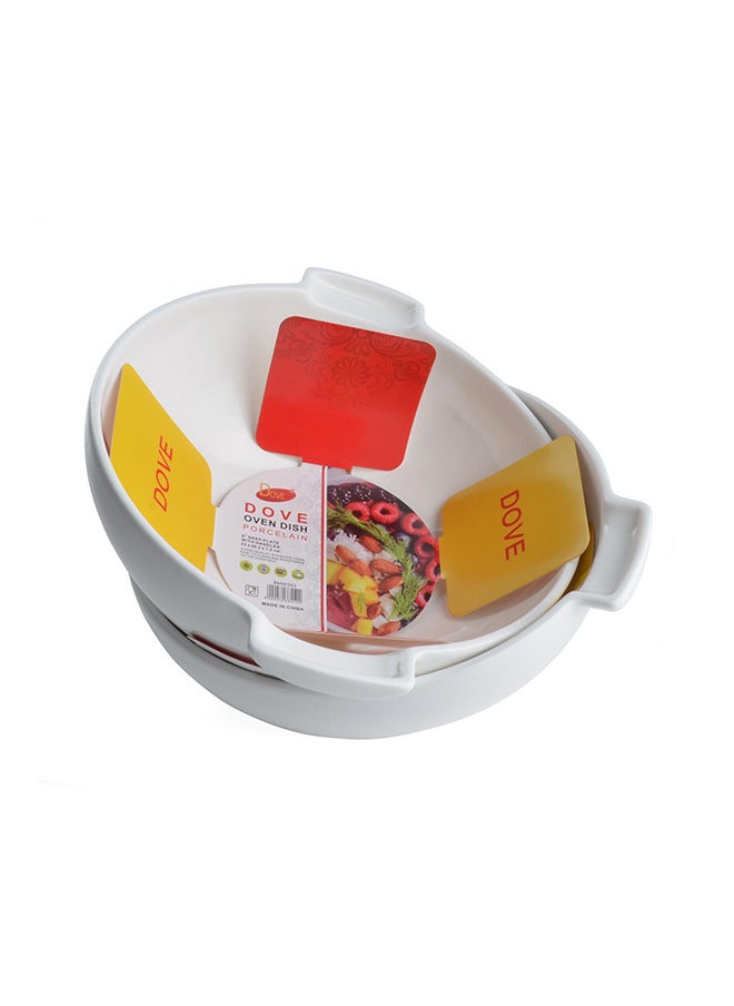 Dove 2-Piece Deep Porcelain Baking Dish With Handles 9 Inch 23x20.2x7.2CM White  - Image 3