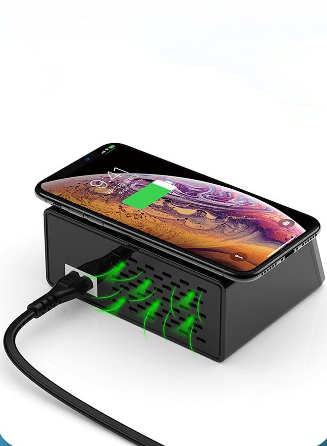 general Wireless charger QC3.0 fast charge, PD20W with display 8-port mobile phone tablet 100W multi-port charger - Image 4