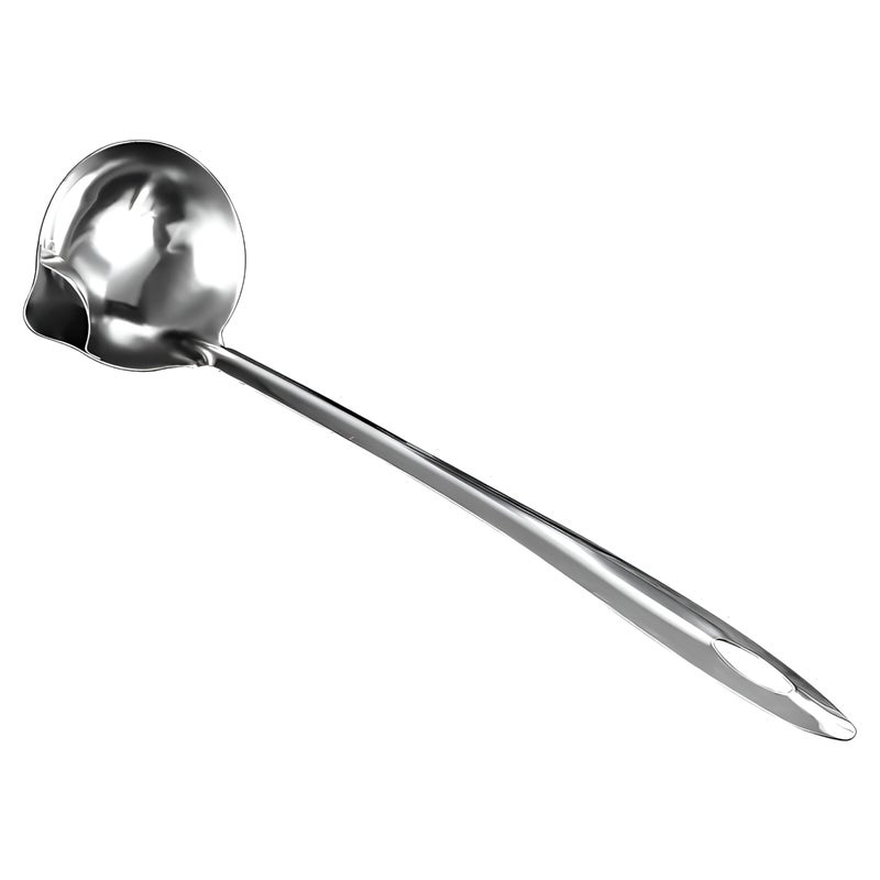 Cooking Ladle - Ergonomically balanced ladle with a long, sturdy stainless steel handle and wide bowl designed to skim fat from soups and broths, strain stocks, and keep sauces crystal clear. (2pcs) - Image 1