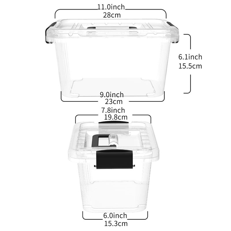 Cetomo Lidded Storage Bin, Tote Organizing Container with Handle and Buckles, Stackable, Plastic, Clear, 6.8Qt, Pack of 20 - Image 2