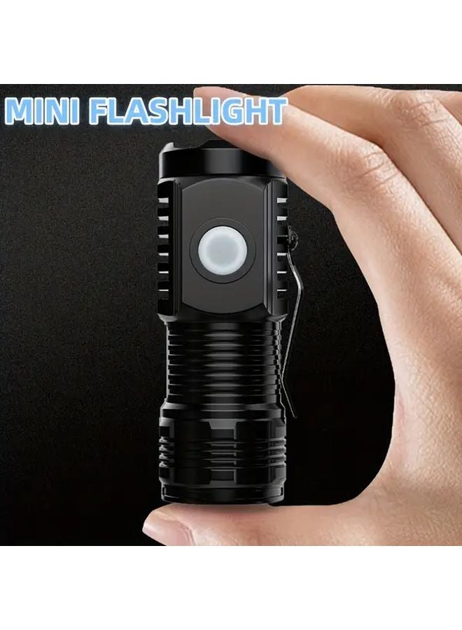 مصباح يدوي أسود عالي اللمعان بشاحن USB، 5 أوضاع، خفيف ومحمول للإضاءة الطارئة - Image 2