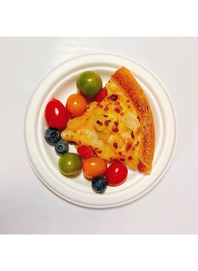 Raxoom Compostable [6-Inch, 50-Pcs] Heavy-Duty Quality Disposable Paper Plates, Made of Bagasse Cane Fibers, Eco-Friendly and Natural Biodegradable, Everyday Tableware - Image 1