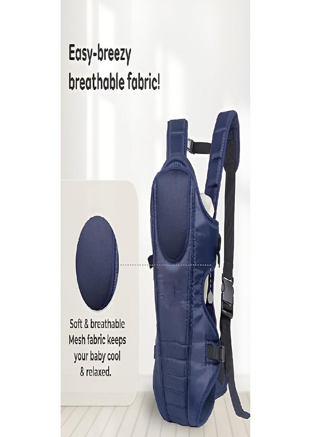 SHEMOK 4-in-1 Baby Carrier Bag - Adjustable Hands-Free Baby Carry Bag for 0 to 3 Year Baby, New Born Baby Carrier & Kangaroo Bag with Safety Belt (Navy-2) - Image 3