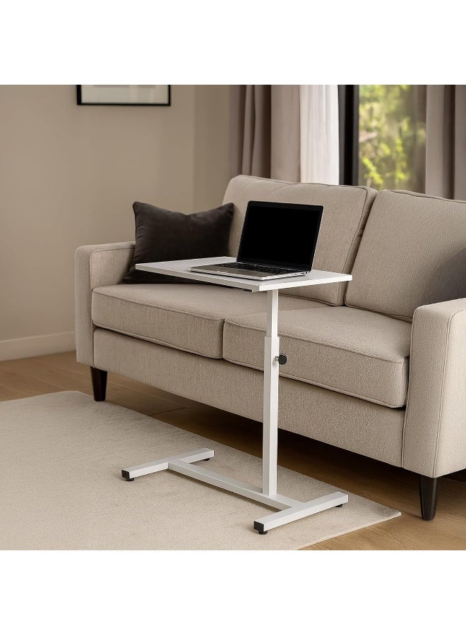 RIGID Height Adjustable Table – Fully Assembled, White MDF Top, Epoxy Powder-Coated Frame, Leveling Glides, 700–1070mm Adjustable Height, 800x400mm Office/Home Desk - Image 1