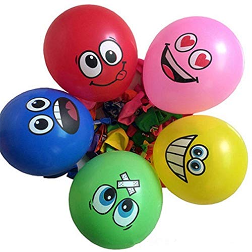 PeStary 50 Ct 12 inches Smile Funny Face Balloons Cartoon Happy Birthday Party Fun Emotion Smiley Balloon Decorations Multi Monster Balloons - Image 5