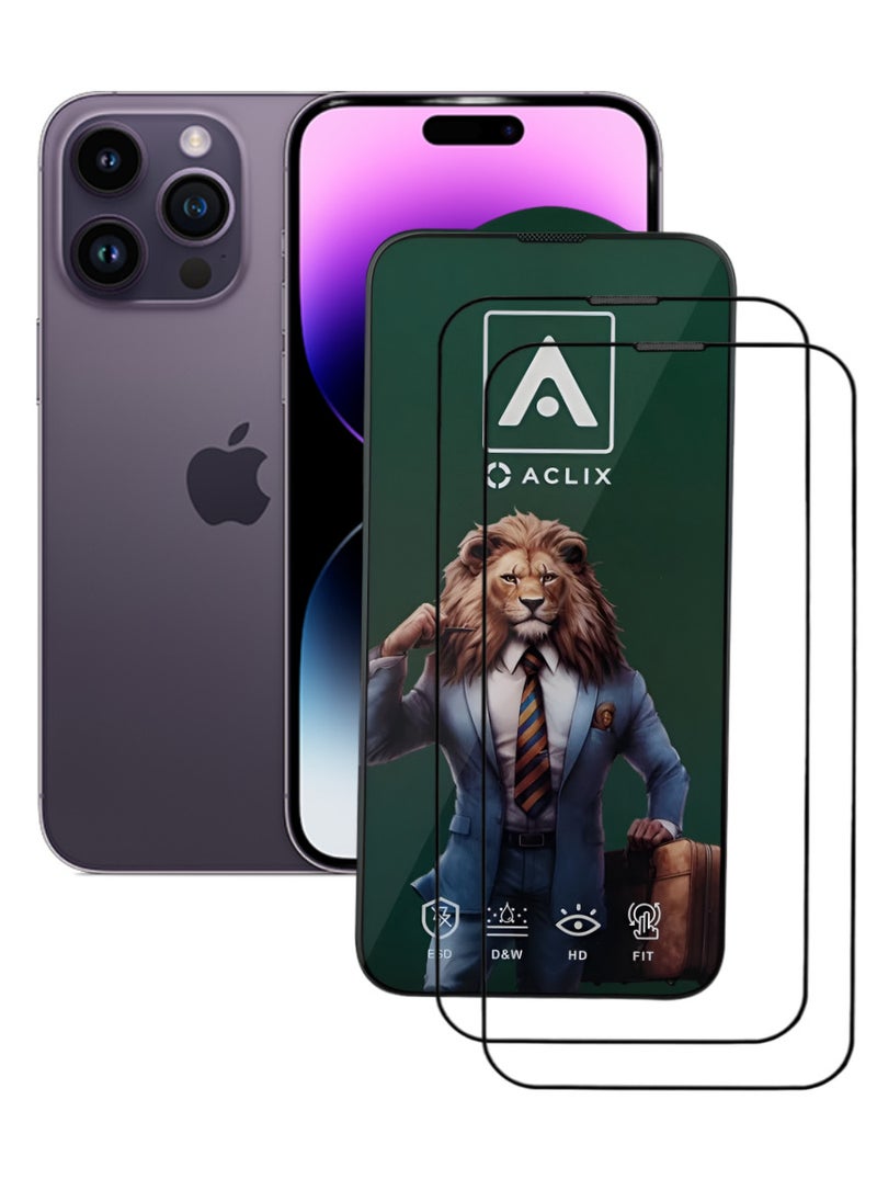 ACLIX 2 Pieces Antistatic ESD Dustproof Premium Quality High Definition Tempered Glass Screen Protector Designed For  iPhone 14 Pro Max - Image 1