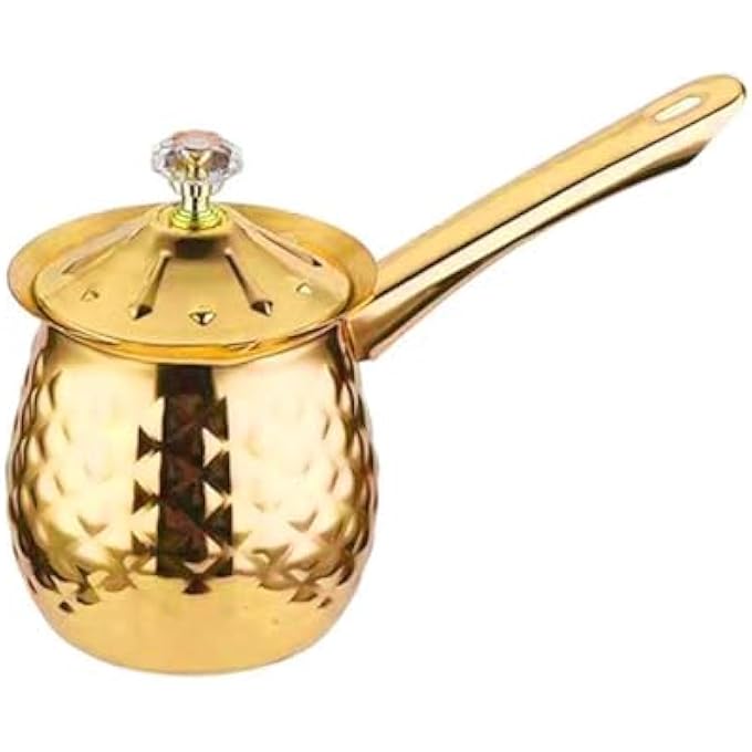 rayihni Coffee Pot Stainless Steel Coffee Pot With Lid And Handle Hammered Coffee Maker7 OzGold 200 Ml - Image 1