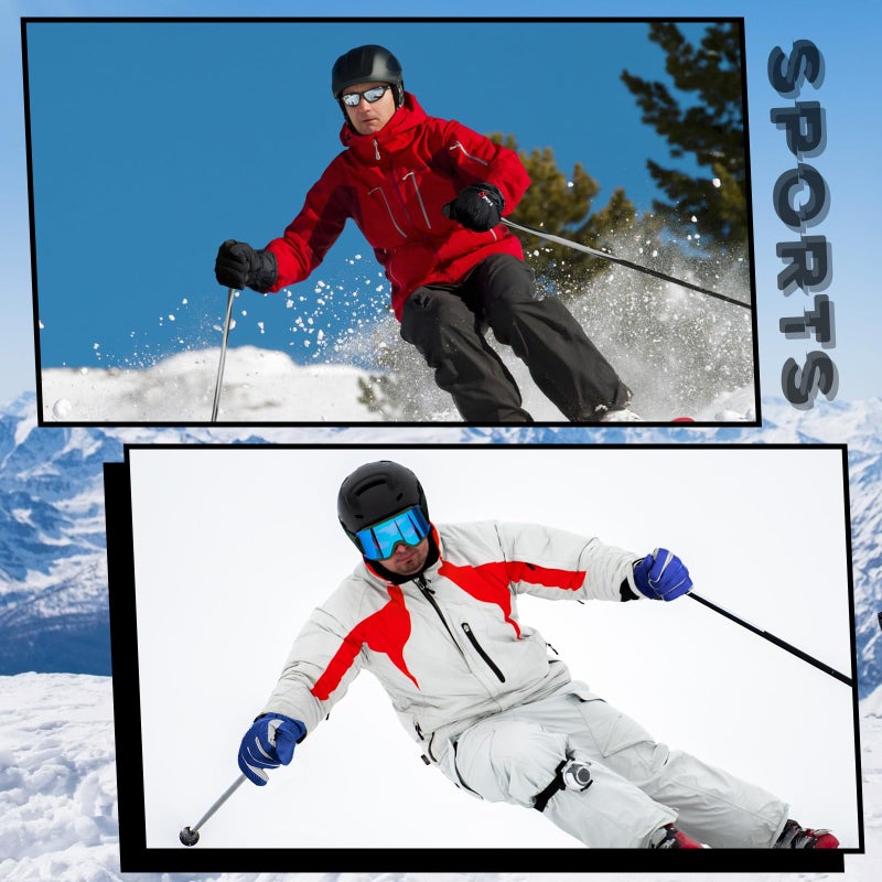 Jeere 2 Pairs Winter Ski Gloves Men Women Waterproof Snow Gloves Adjustable Snowboard Mittens with Zipper Strap Hook Pocket(Black, Blue,L) - Image 4