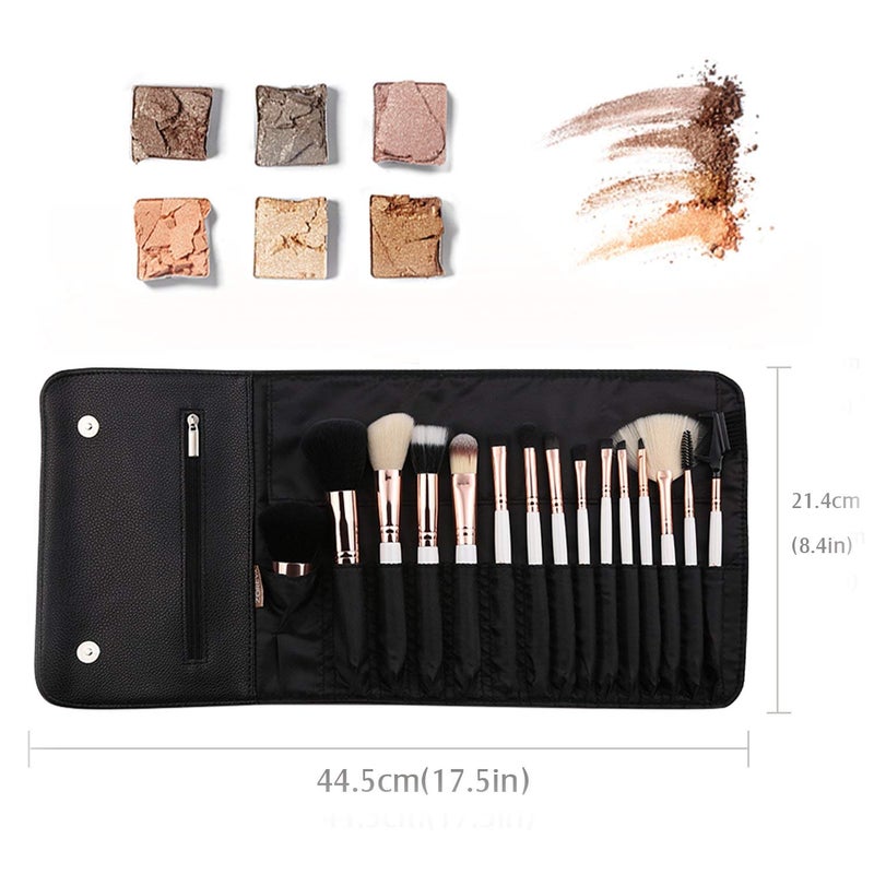 Z'OREYA Makeup Brushes Set,15pcs Rose Gold Luxury and Fashion Makeup Brushes,Professional Premium Synthetic Foundation Powder Concealers Eye Shadows Makeup brushes Set with Perfect Vegan Leather Bag - Image 4