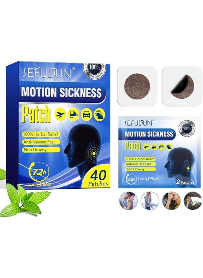 Sefudun Motion Sickness Patches for Cruise Car Trains and Airplane 40 Patches Effective for Anti Nausea Patch Sea Motion Sickness Patch for Kids and Adult Nausea Relief Behind Ear Patch for Motion Sickne - Image 1