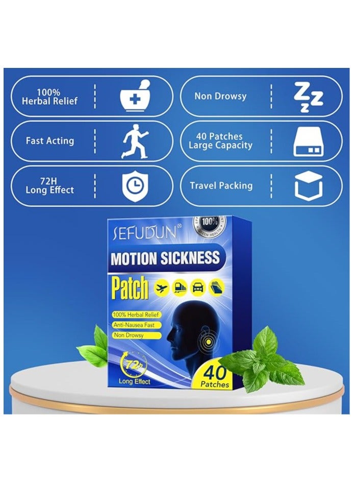 Sefudun Motion Sickness Patches for Cruise Car Trains and Airplane 40 Patches Effective for Anti Nausea Patch Sea Motion Sickness Patch for Kids and Adult Nausea Relief Behind Ear Patch for Motion Sickne - Image 2
