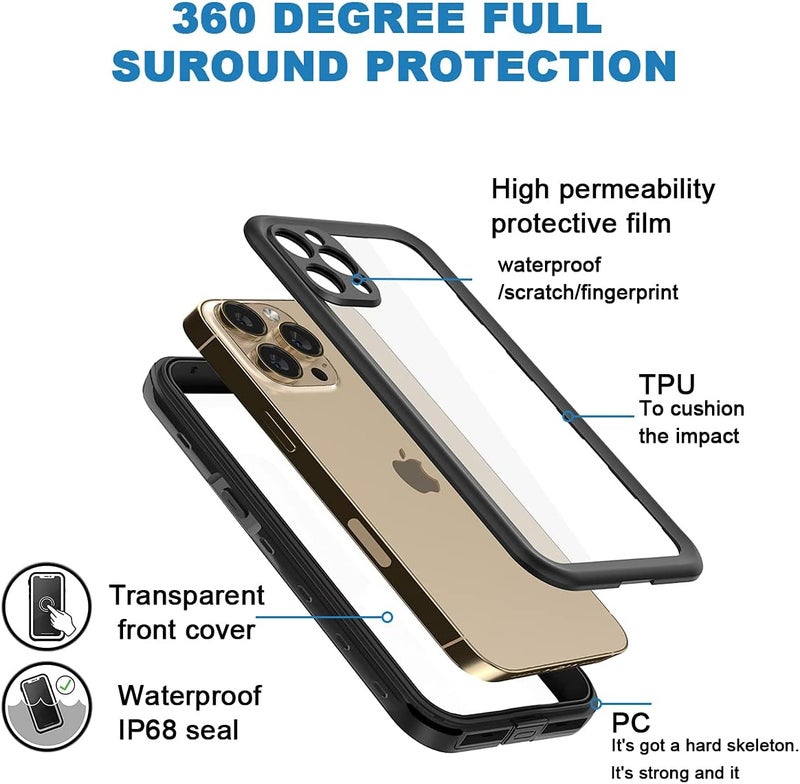 AICase iPhone 13 Pro MAX Waterproof Case, 360 Degree Protection with Built-in Screen Protector, IP68 Certified Waterproof Outdoor Case for iPhone 13 Pro MAX 6.7" - Image 3