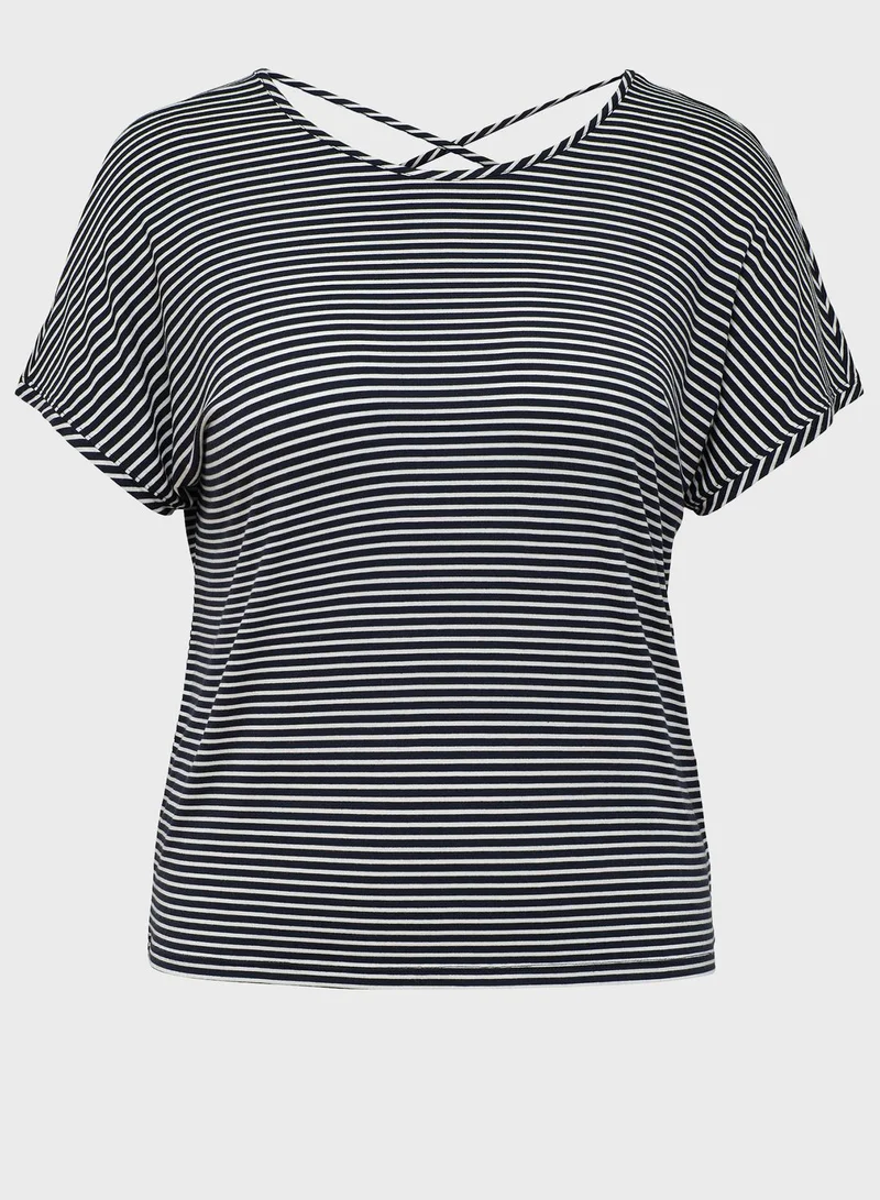 Only Carmakoma Stripe Print T-Shirt