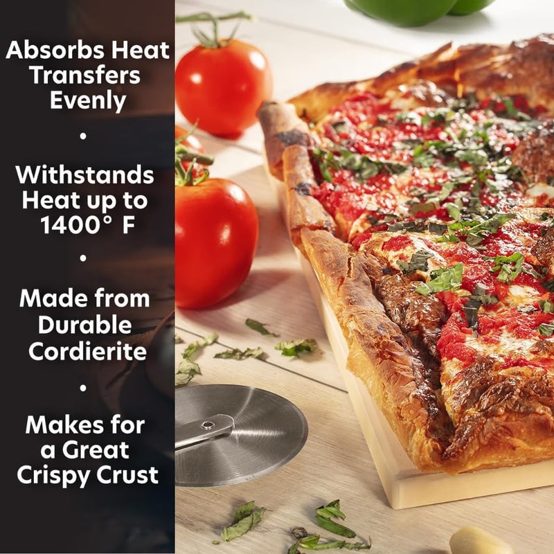 CucinaPro حجر بيتزا للفرن، شواية باربكيو - سميك إضافي 5/8" حجر الكورديريت المستطيل لخبز أفضل في العطلات - 16" × 14" صينية - يتحمل درجات حرارة عالية لقشرة مقرمشة - هدية أساسية للمطبخ في عيد الميلاد - Image 4
