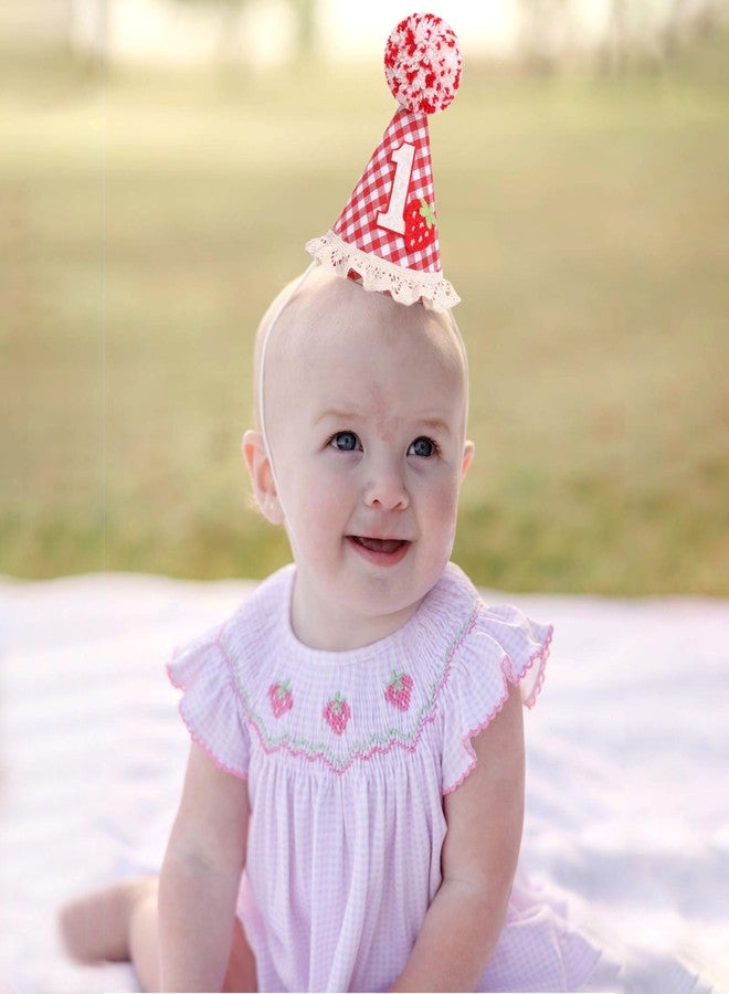 Agkvw Strawberry Red Gingham 1st Birthday Hat for Girls - Sweet One Birthday Decor for Girls, Berry Sweet First Bday Crown, cake smash props - Image 3