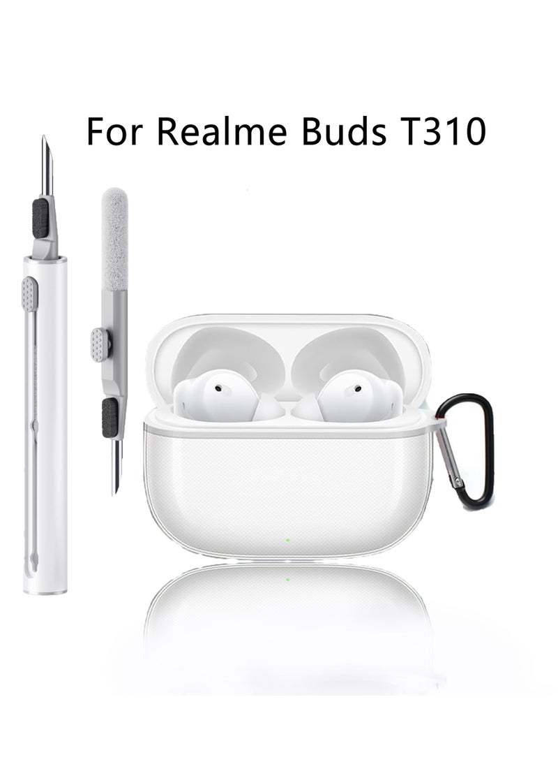 Case for Realme Buds T310 Wireless Headphones Protection Cover Full-Body with Keychain&Cleaning tools-Clear - Image 1