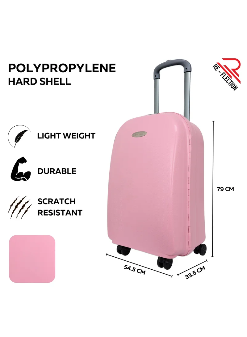 Reflection REFLECTION Hard Luggage, Trolley Bag with PP Plastic Body with Soft 3 Level Adjustable Handle, Pink, 79 cm