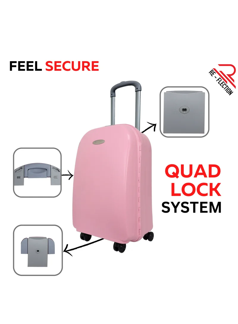 Reflection REFLECTION Hard Luggage, Trolley Bag with PP Plastic Body with Soft 3 Level Adjustable Handle, Pink, 79 cm