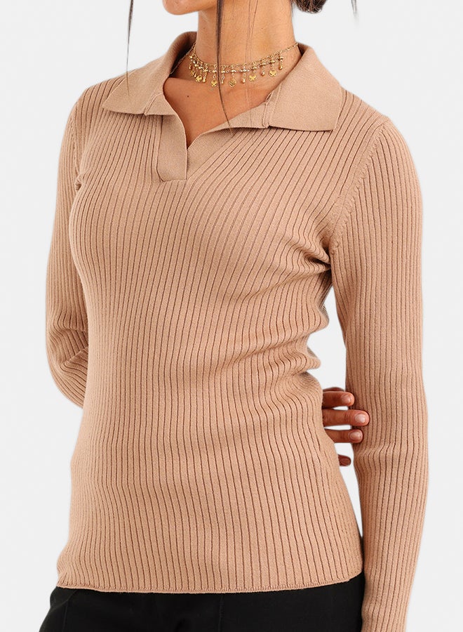 Carina Ribbed Tricot Pullover with Collar - Image 5
