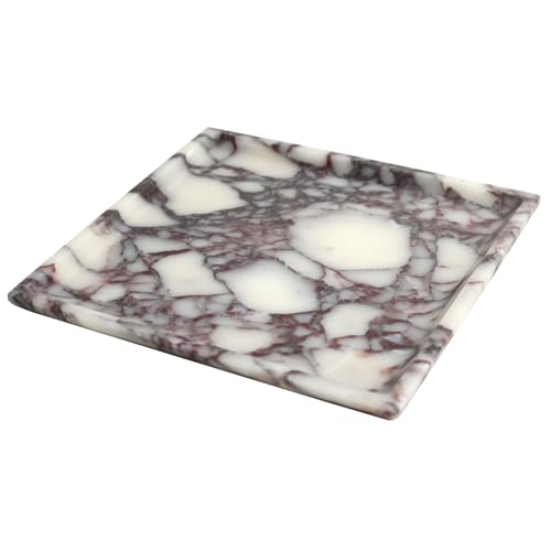 DUANYAN Natural Marble Tray, Coffee Table, Food, Fruit, Paper Cup, Cake Display, Coffee bar, Family Gatherings, Seasonal Holiday Decoration Tray(Viola-Square-9.8"x9.8"x0.7") - Image 1
