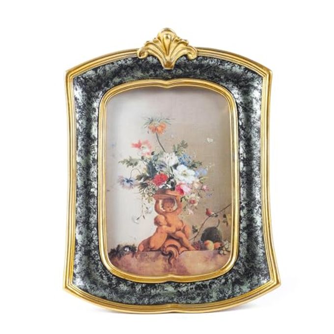VINTAGE PICTURE FRAME 4X6 ANTIQUE ORNATE PHOTO FRAME TABLETOP AND WALL HANGING OLDFASHIONED STYLE DECORATIVE RETRO DESIGN HOME DECOR PHOTO GALLERY ART MOSS AGATE GREEN