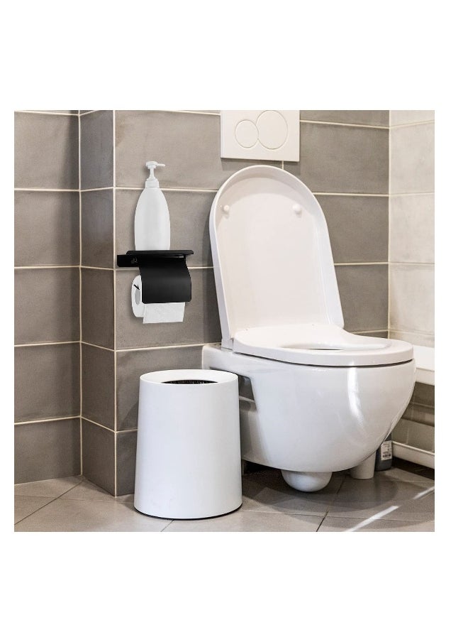 Generic Matte Black Wall Mount Toilet Paper Holder with Shelf Stainless Steel Design for Modern Bathrooms  - Image 5
