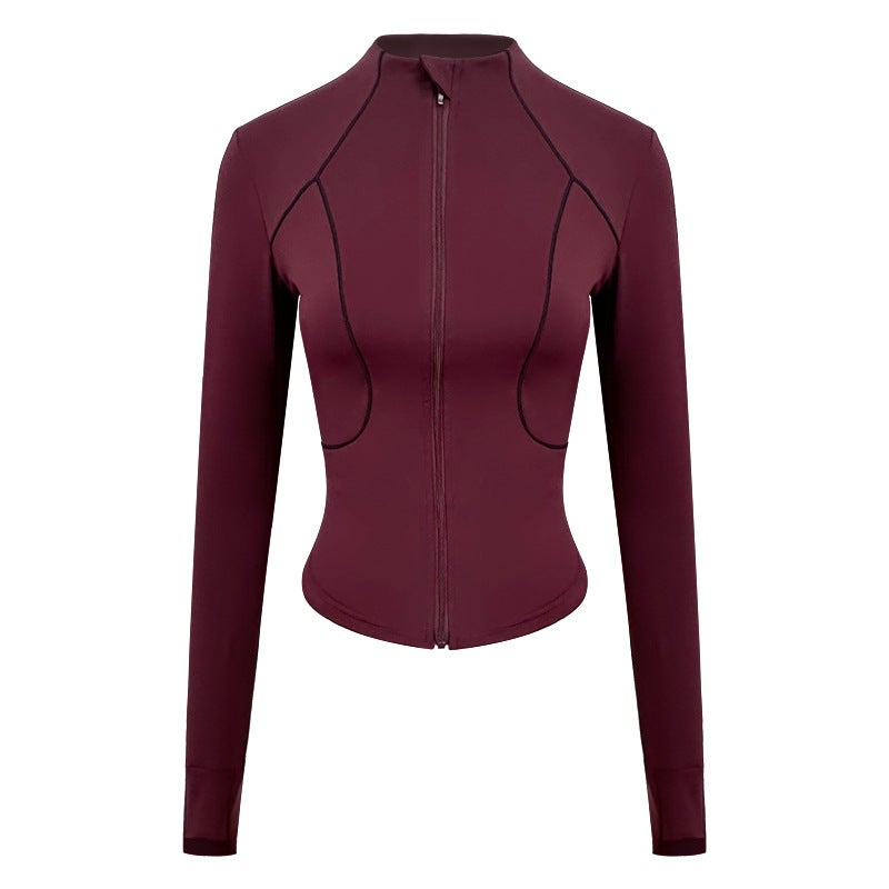 Women's Slim Fit Long-Sleeve Yoga Track Jacket - Image 1