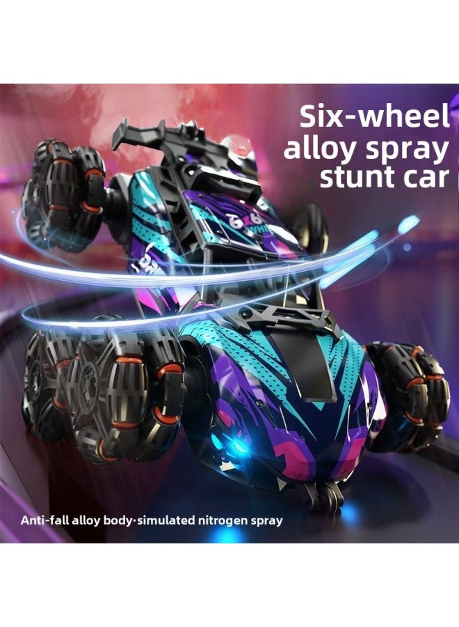 Children's Gesture Induction Alloy Remote Control Car Deformation Off-road Technology Four-wheel Drive Spray Drift Racing Boy Toy-Color:2.4g Six-wheel Stunt Arm Car 【blue And Purple】-Scale:Play Conf - Image 2