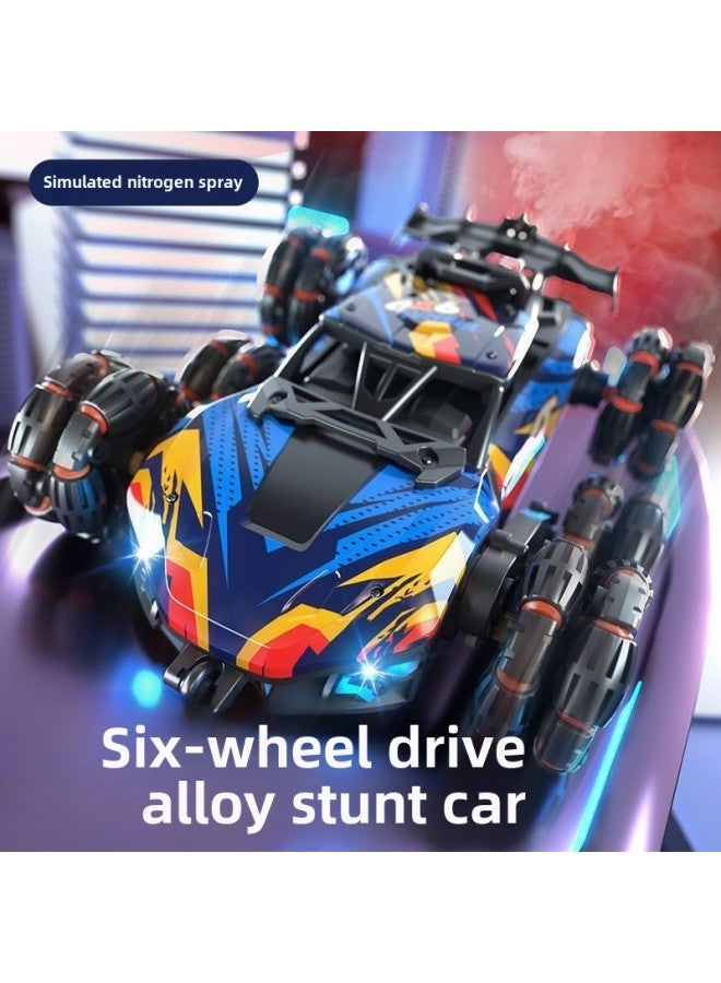 Children's Gesture Induction Alloy Remote Control Car Deformation Off-road Technology Four-wheel Drive Spray Drift Racing Boy Toy-Color:2.4g Six-wheel Stunt Arm Car 【blue And Purple】-Scale:Play Conf - Image 3