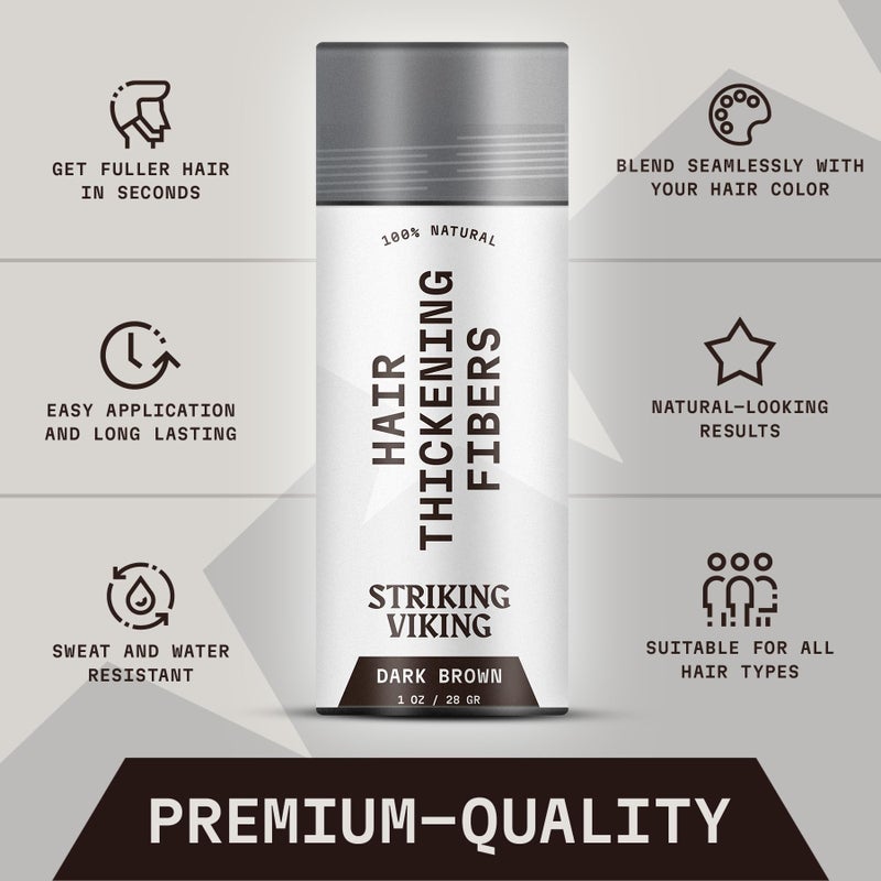 Striking Viking Hair Fibers - Dark Brown, 0.98 oz, Pack of 1 - Long-Lasting Hold & Hair Filler - Undetectable Coverage with Fiber Powder - Easy Application & Styling Powder - Image 2