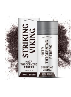 Striking Viking Striking Viking Hair Fibers for Thinning Hair - Hair Building Fibers (Dark Brown) 28g - Naturally Derived Formula - Long Lasting Hair Powder for Undetectable, Thicker Looking Hair for Men & Women  - Image 1