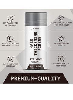 Striking Viking Striking Viking Hair Fibers for Thinning Hair - Hair Building Fibers (Dark Brown) 28g - Naturally Derived Formula - Long Lasting Hair Powder for Undetectable, Thicker Looking Hair for Men & Women  - Image 3
