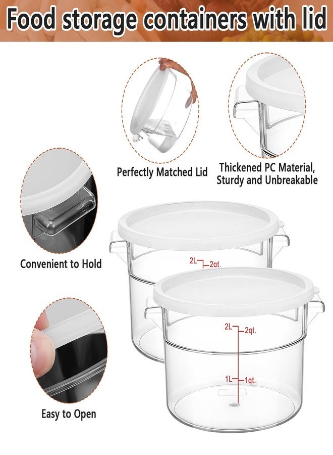 SHENLIU 2 Pcs 2 Qt Round Food Storage Container with Lid, Dough Bucket Clear Translucent Containers with Scale, Freezer & Dishwasher Safe, Dough Proofing Container for Pizza Bread Kitchen Organization - Image 4
