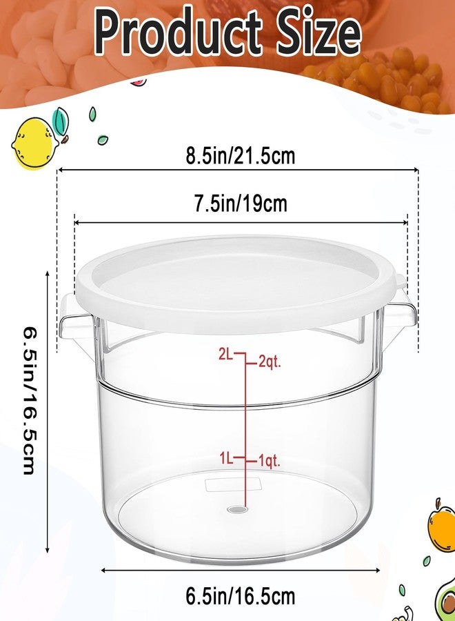 SHENLIU 2 Pcs 2 Qt Round Food Storage Container with Lid, Dough Bucket Clear Translucent Containers with Scale, Freezer & Dishwasher Safe, Dough Proofing Container for Pizza Bread Kitchen Organization - Image 2