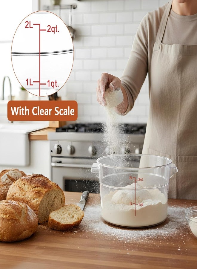 SHENLIU 2 Pcs 2 Qt Round Food Storage Container with Lid, Dough Bucket Clear Translucent Containers with Scale, Freezer & Dishwasher Safe, Dough Proofing Container for Pizza Bread Kitchen Organization - Image 5