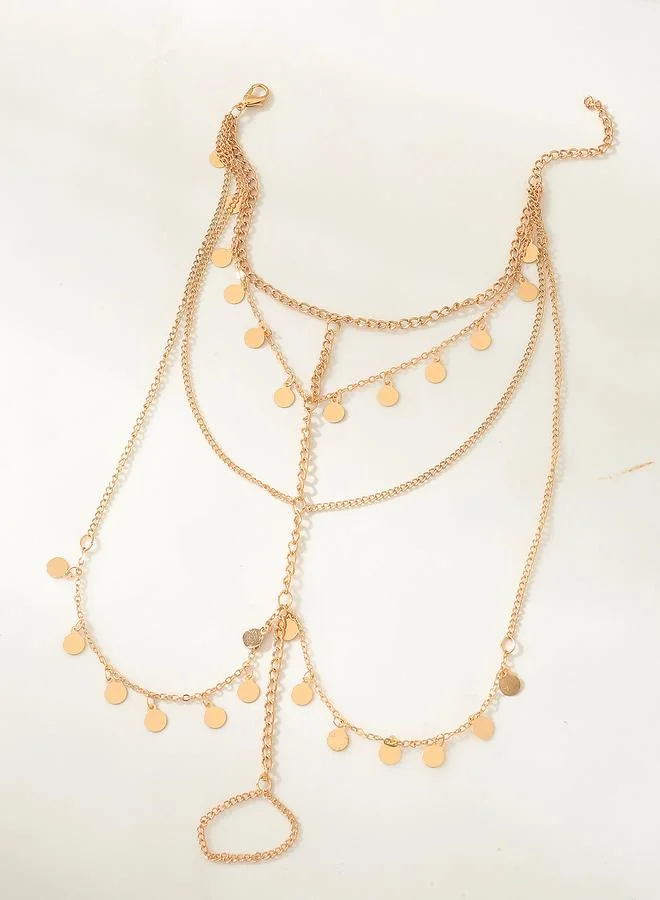 تايك تو Layered Coin Drop Foot Chain Anklet