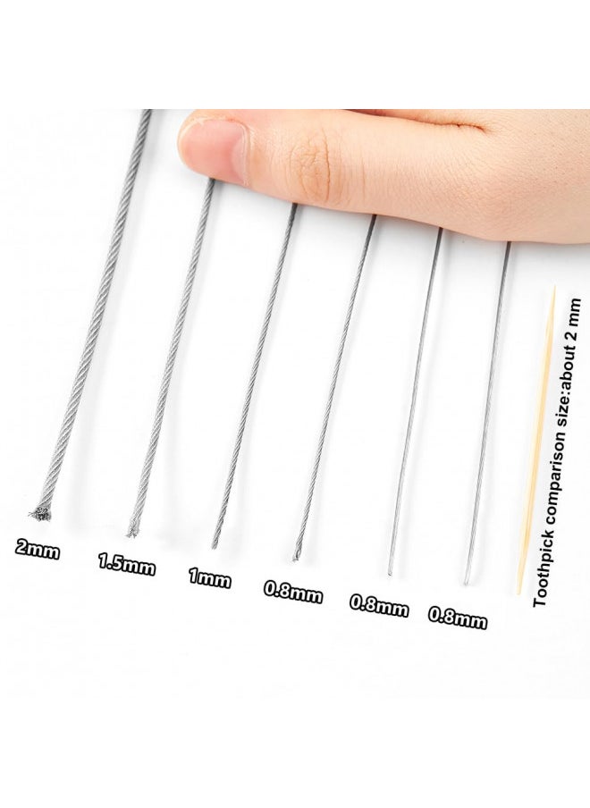 AHANDMAKER 304 Stainless Steel Wire Cable, 328 Ft Length 1/24 Wire Rope with 50 Pcs Rectangle Aluminum Crimping Sleeves for Party Decro String, Clothesline