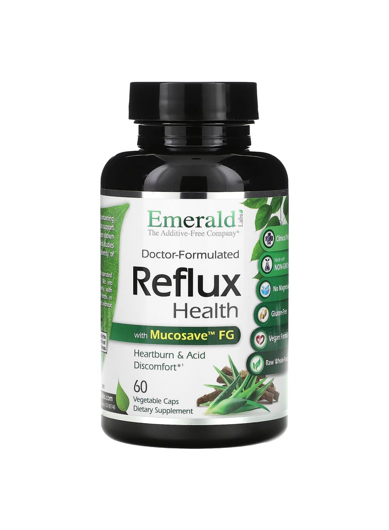 Reflux Health with Mucosave FG, 60 Vegetable Caps