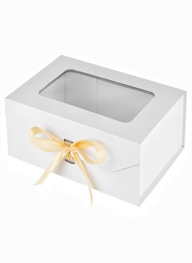 PLINJOY White Gift Box with Window and Magnetic Closure, 10.8x7.5x3.5 Inches, Perfect for Various Occasions - Image 1