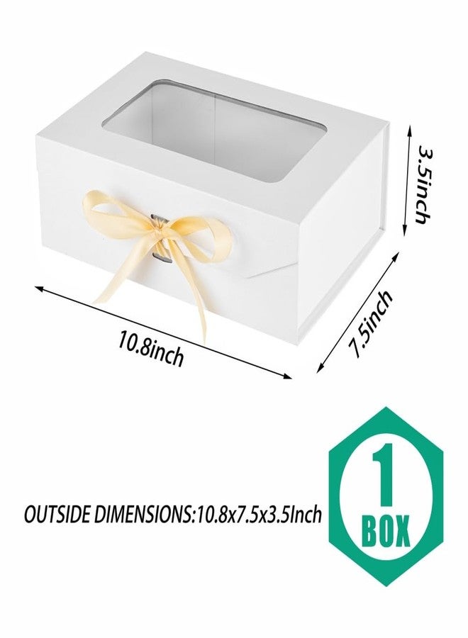 PLINJOY White Gift Box with Window and Magnetic Closure, 10.8x7.5x3.5 Inches, Perfect for Various Occasions - Image 3